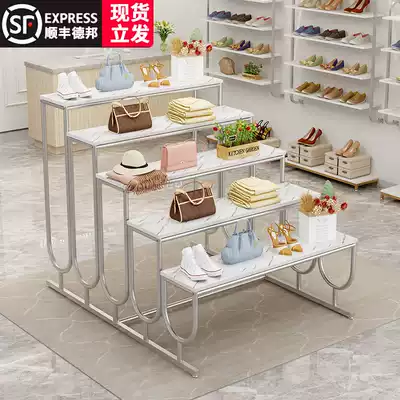Shoe store shoe rack display rack Clothing store shopping mall Nakajima high and low ladder-shaped wrought iron store display table water table
