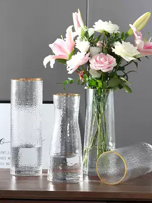 Japanese hammer transparent glass vase large simple creative hydroponic flower arrangement hipster dry Vase ornaments