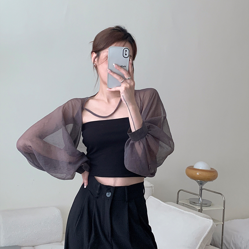 Ultra-Short Jacket for Women, 2026 Summer New Style, Lightweight Lantern Sleeve Shawl, Sun Protection Clothing, Women's Vest, Outerwear Cover-Up