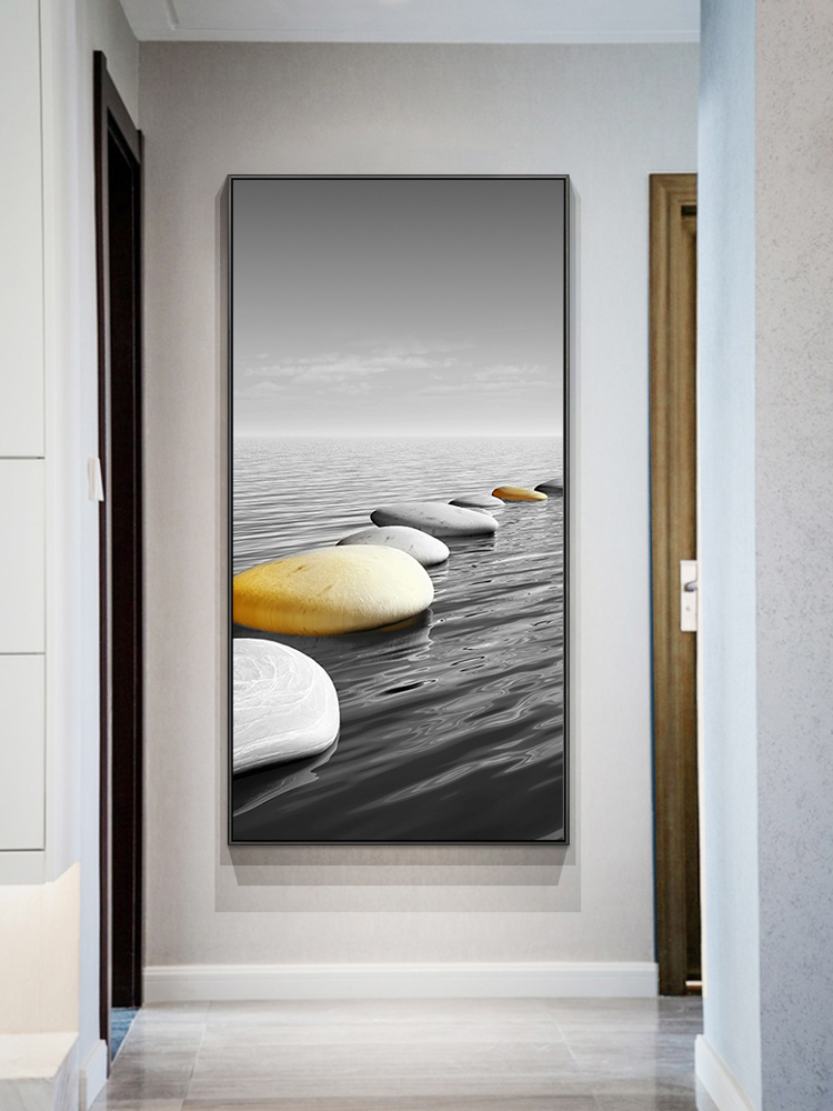 Stone running porch decorative painting modern Nordic vertical hanging painting simple household corridor aisle mural living room painting