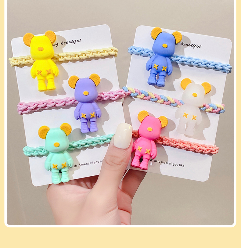Fashion Spring Color Bear Shaped Cute Cartoon Ponytail Hair Ring High Elastic Headdress display picture 5