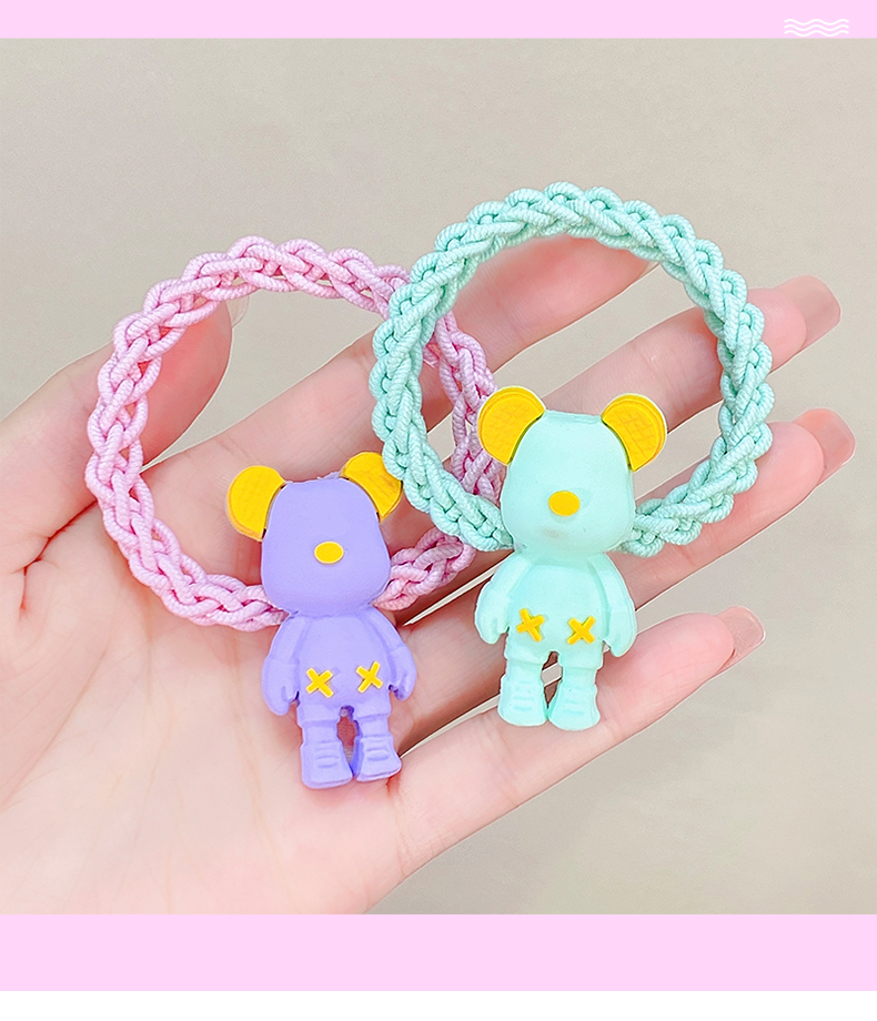 Fashion Spring Color Bear Shaped Cute Cartoon Ponytail Hair Ring High Elastic Headdress display picture 1