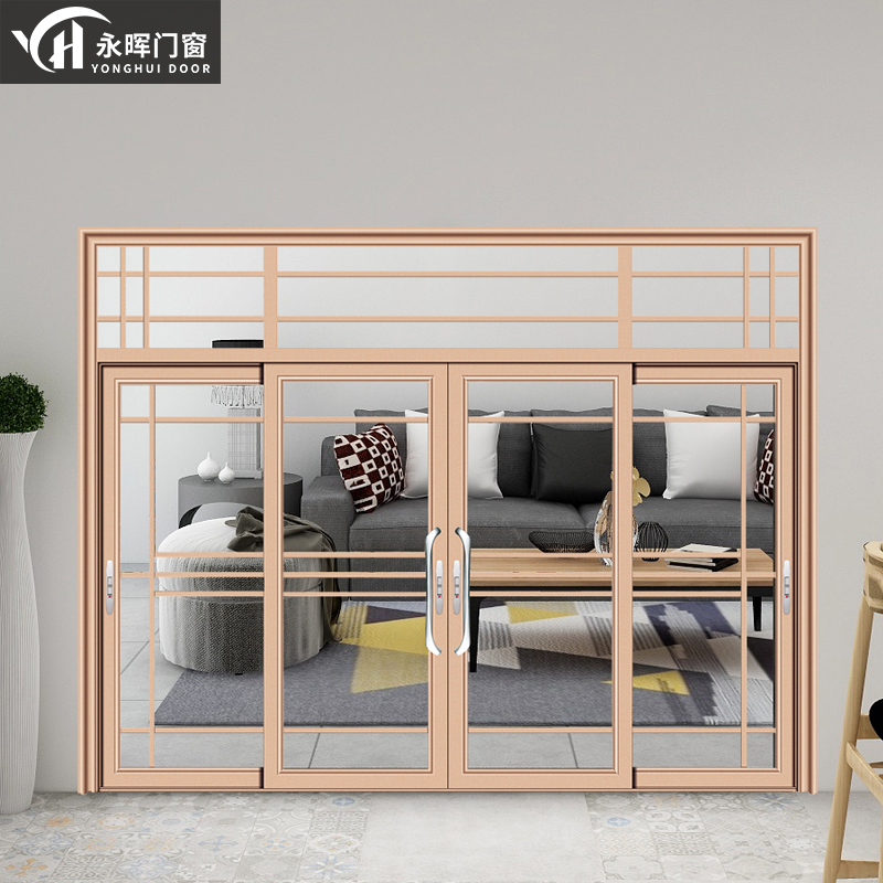 Kitchen sliding door living room balcony sliding door custom titanium magnesium aluminum alloy heavy duty door double tempered glass floor to ceiling windows