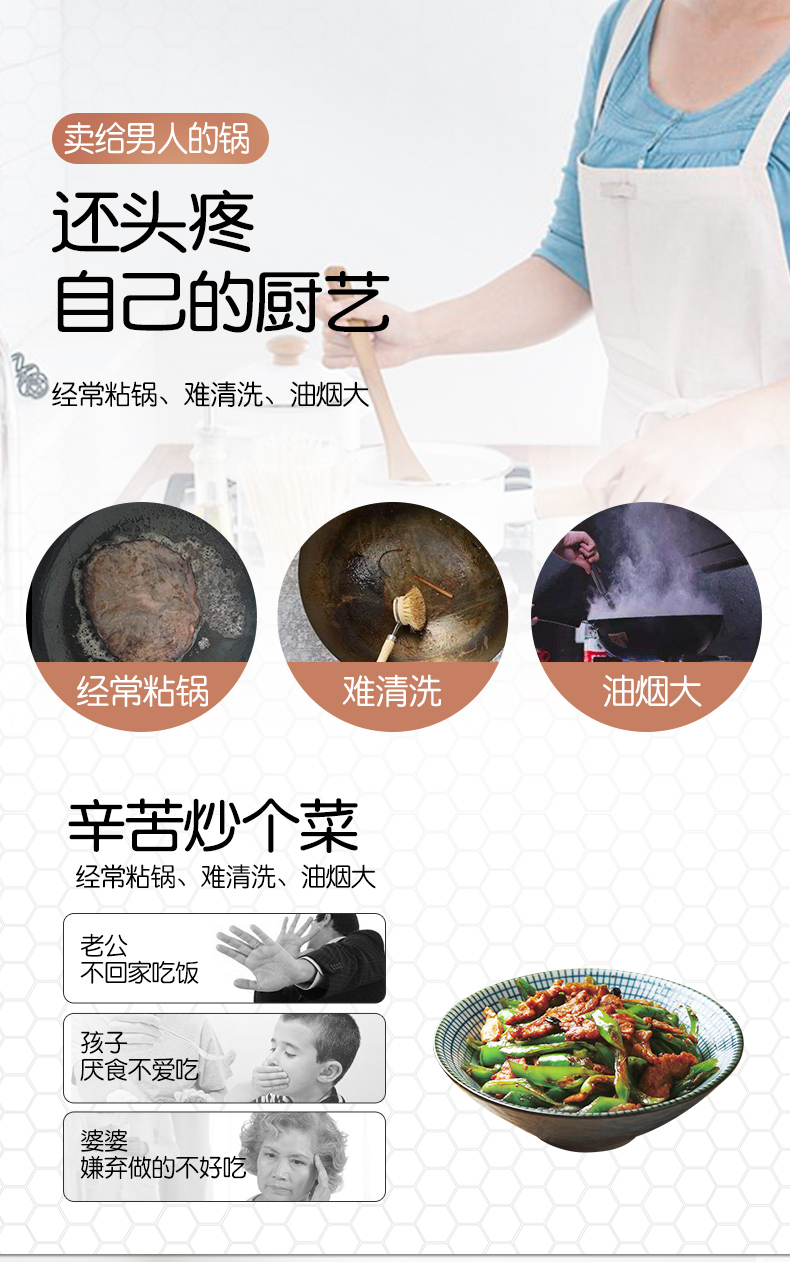 蜂窝不粘复合底炒锅 燃电通用 图3