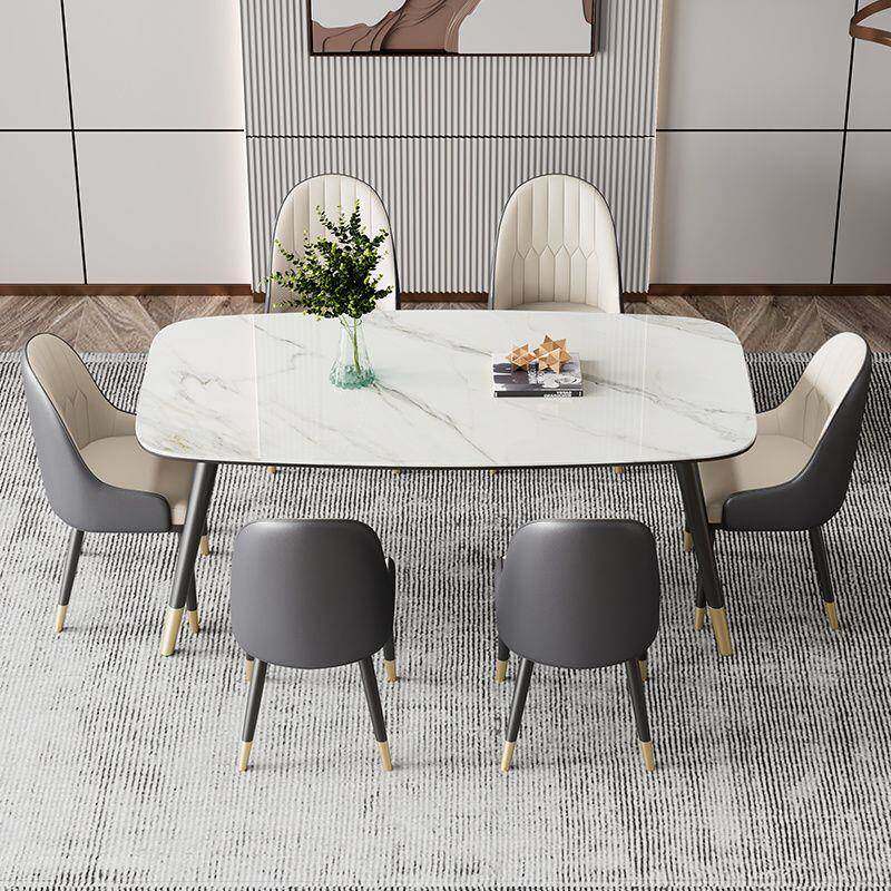 Italian style imported rock plate dining table and chairs light extravagant minimalist in modern middle and small family dining room Home rectangular dining table-Taobao