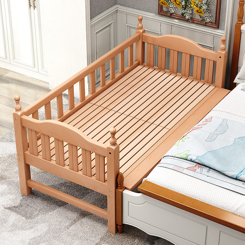 Solid wood children's bed with guardrail single bed baby bed splicing big bed extension widening baby beech bedside cot