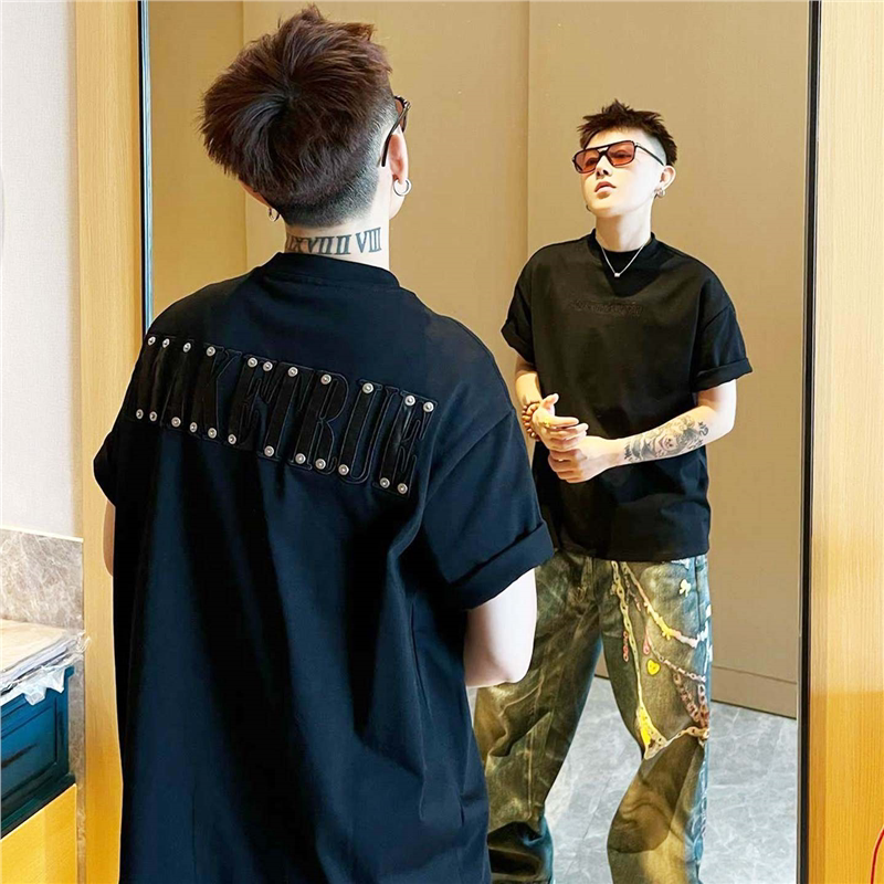 Plus Size 150kg Unisex American High Street Heavyweight Short-Sleeve T-Shirt Couple Spring/Summer Trendy Brand Cool Loose Top