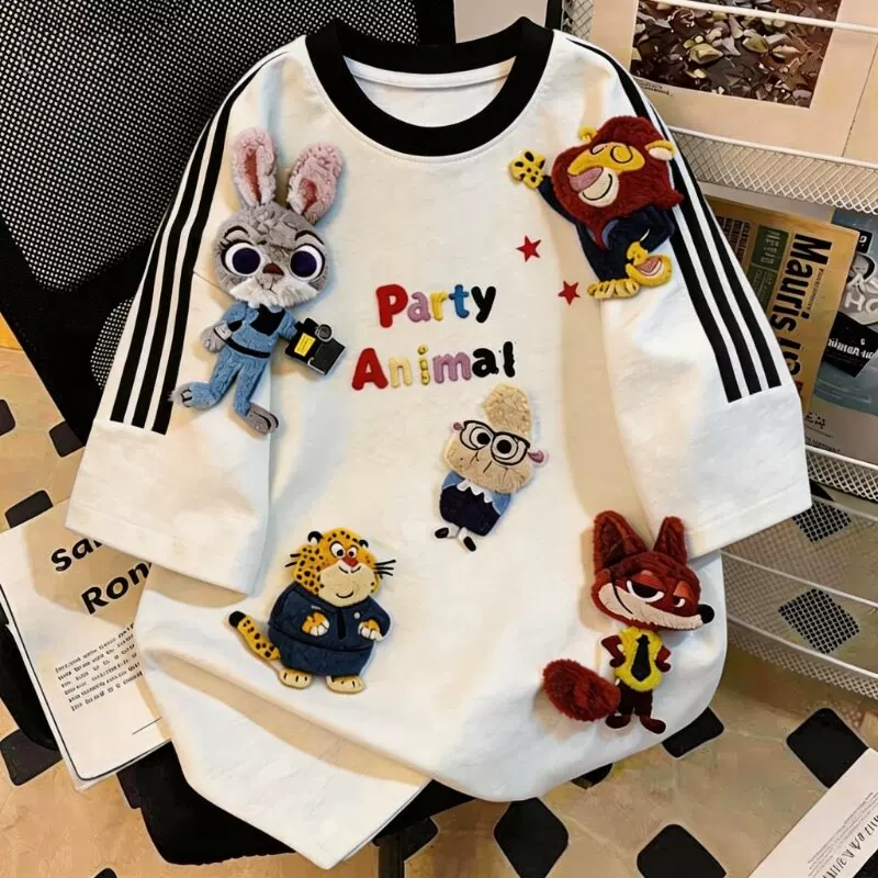 Большая мультфильмная летняя футболка с коротким рукавом, размер
