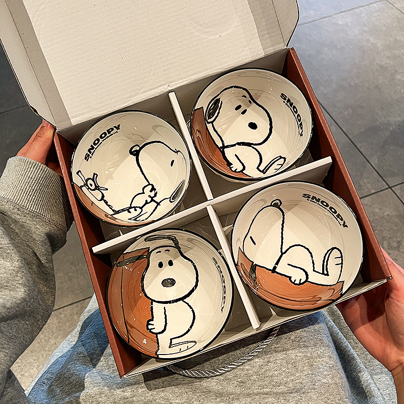 Snoopy Ceramic Tableware Rice Bowl Personal Set for Home Use 2026 New Model High-Value Souvenir Birthday Gift
