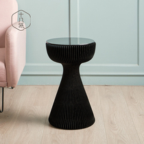 18 paper small side several living room sofa creative glass tea several light luxury fashion art design black round table several