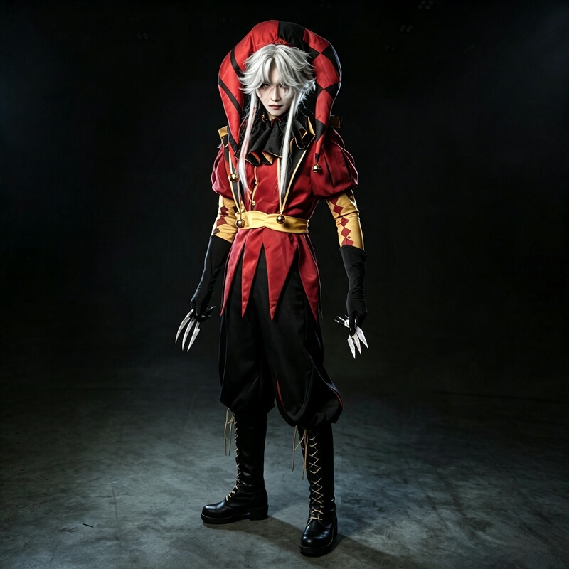 Freak Circus Cosplay Costume Pierrot Harlequin Jestercosplay Halloween Anime Outfit Freak Circus Cosplay Costume Pierrot Harlequin Jestercosplay Halloween Anime Outfit
