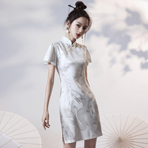White Improved Qipao Summer Young 2022 New Fried Street Country Tide teenage girl Xia Everyday Short And Sexy