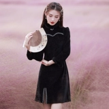 Зимнее черное ципао, легкий элитный лонгслив, китайский стиль, коллекция 2023, премиум класс, подходит для подростков