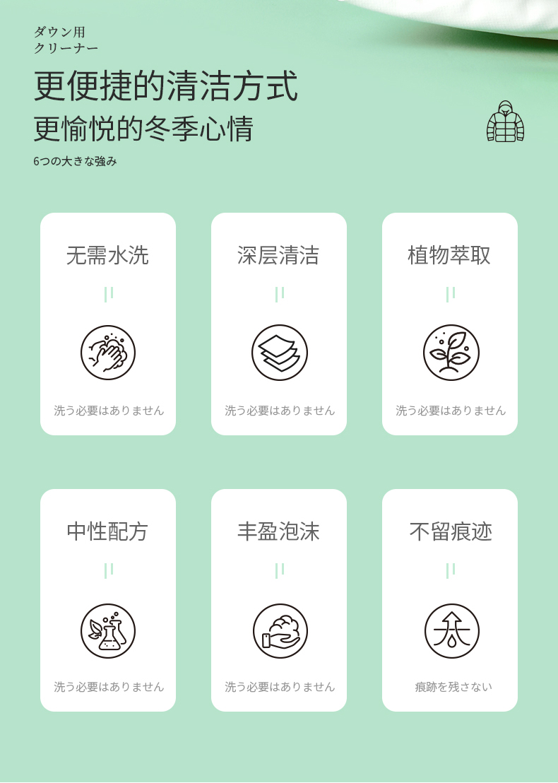 日本进口 锦衣家 羽绒服免洗干洗剂组合套装 500ml 图2