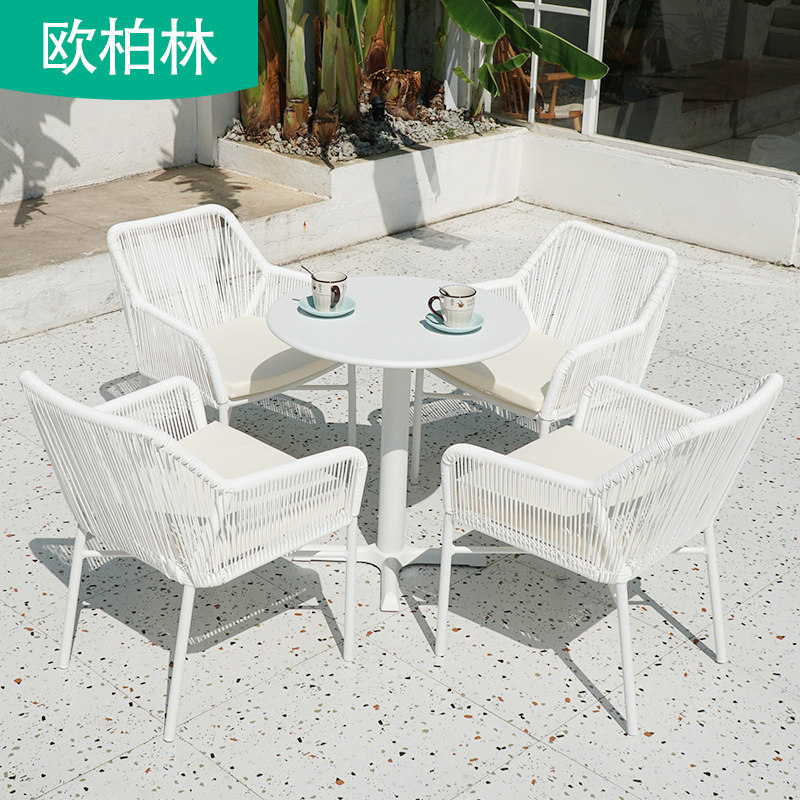 Outdoor Nordic balcony table and chairs furniture villa garden yard simple rattan table and chairs courtyard outdoor table and chairs combination