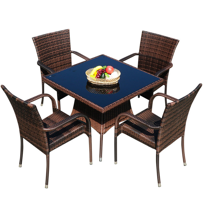Outdoor rattan choreography table and chairs tea table combined outdoor patio balcony rattan chairs three-five sets garden open table and chairs external hem