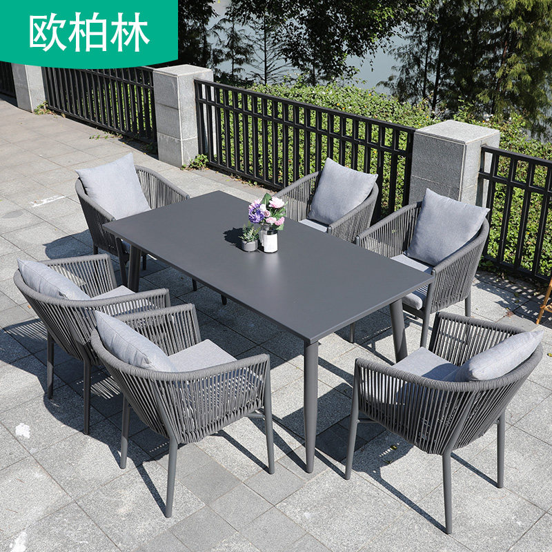 Outdoor Nordic leisure table and chair balcony courtyard garden terrace outdoor waterproof rattan simple dining table and chair combination