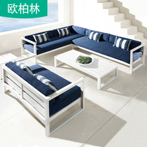 Outdoor minimalist Casual Waterproof Iron Art Sofa Tea Table Combined Furniture Outdoor Patio Garden modern Fitted Sofas