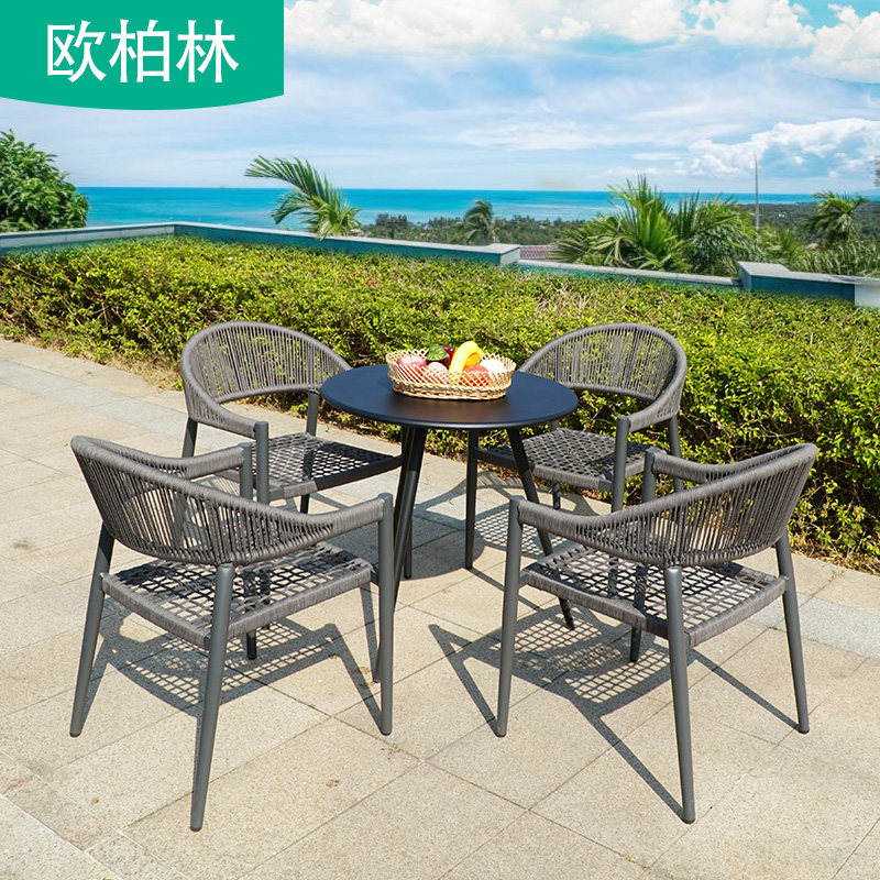 Outdoor balcony Nordic simple vine choreography table and chairs Combined outdoor courtyard terrace table and chairs open air cafe table and chairs