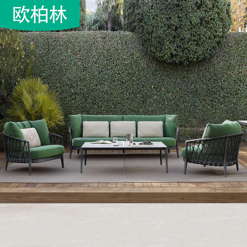 Outdoor Balcony Vine-knitted double sofa Nordic minimalist rattan furniture Sofa Furniture Designer Hotel Living-room Sofa Chair