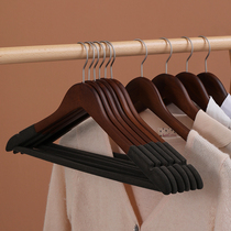 Flocking solid wood hanger non-slip non-trace household clothes rack wooden wood wardrobe clothing store SS