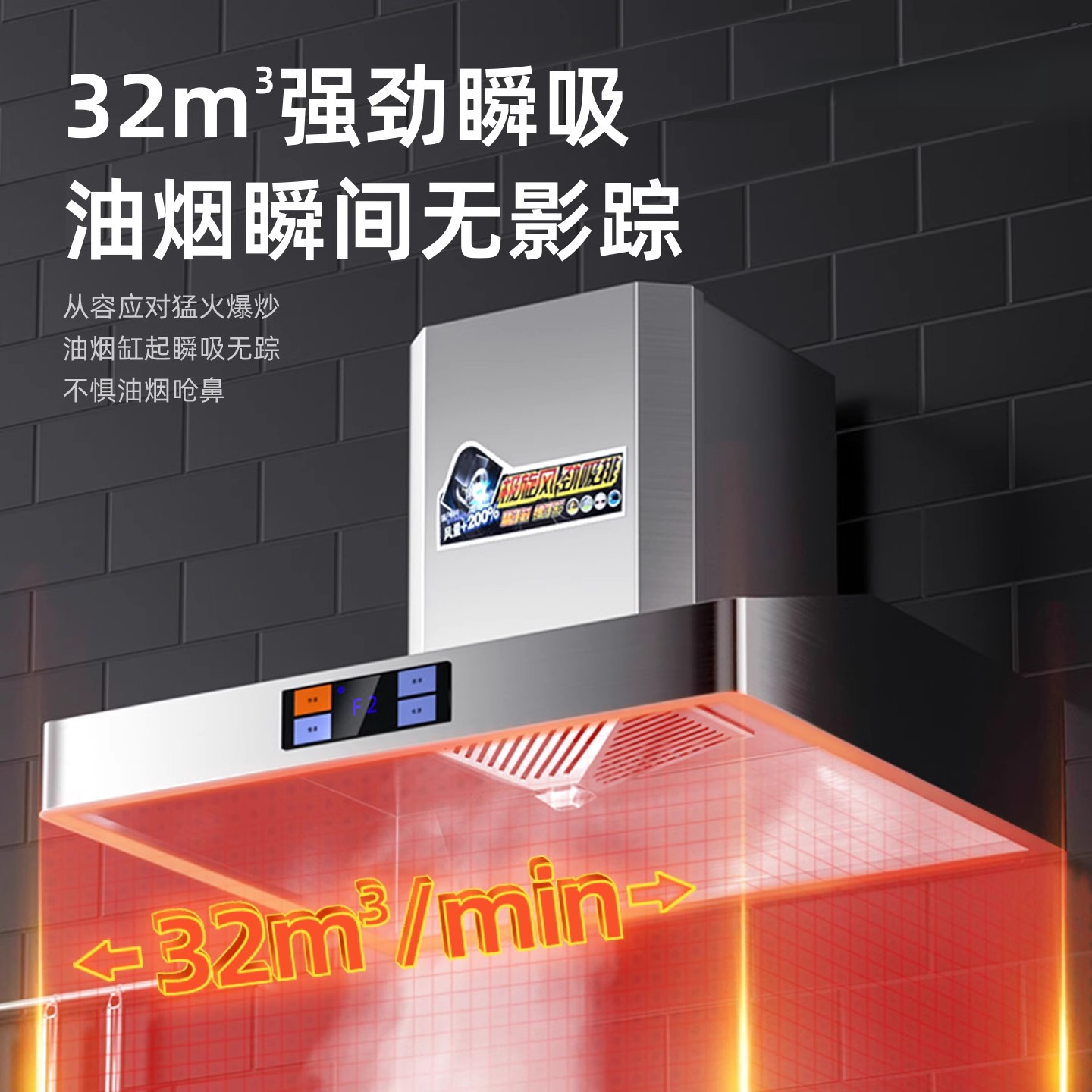 Ran Ting Commercial Range Hood for Rural Stoves, Wood-Burning Stoves, High-Power Kitchen Range Hood with Strong Suction