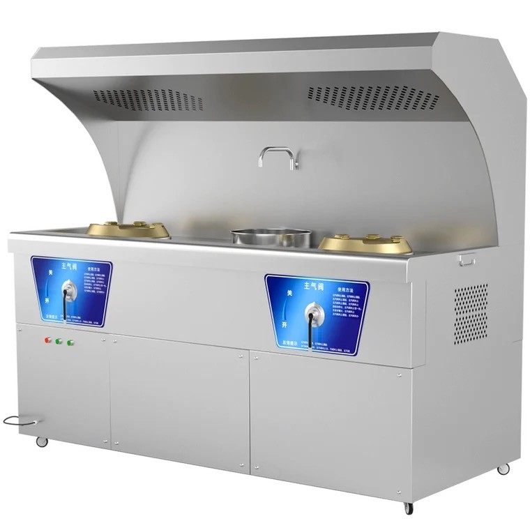 Oil Fume Purification Integrated Stove, Commercial Smokeless High-Fire Stove, Mobile Gas Stove, Double Stove, Restaurant, Hotel, Environmentally Friendly Cooking Cart
