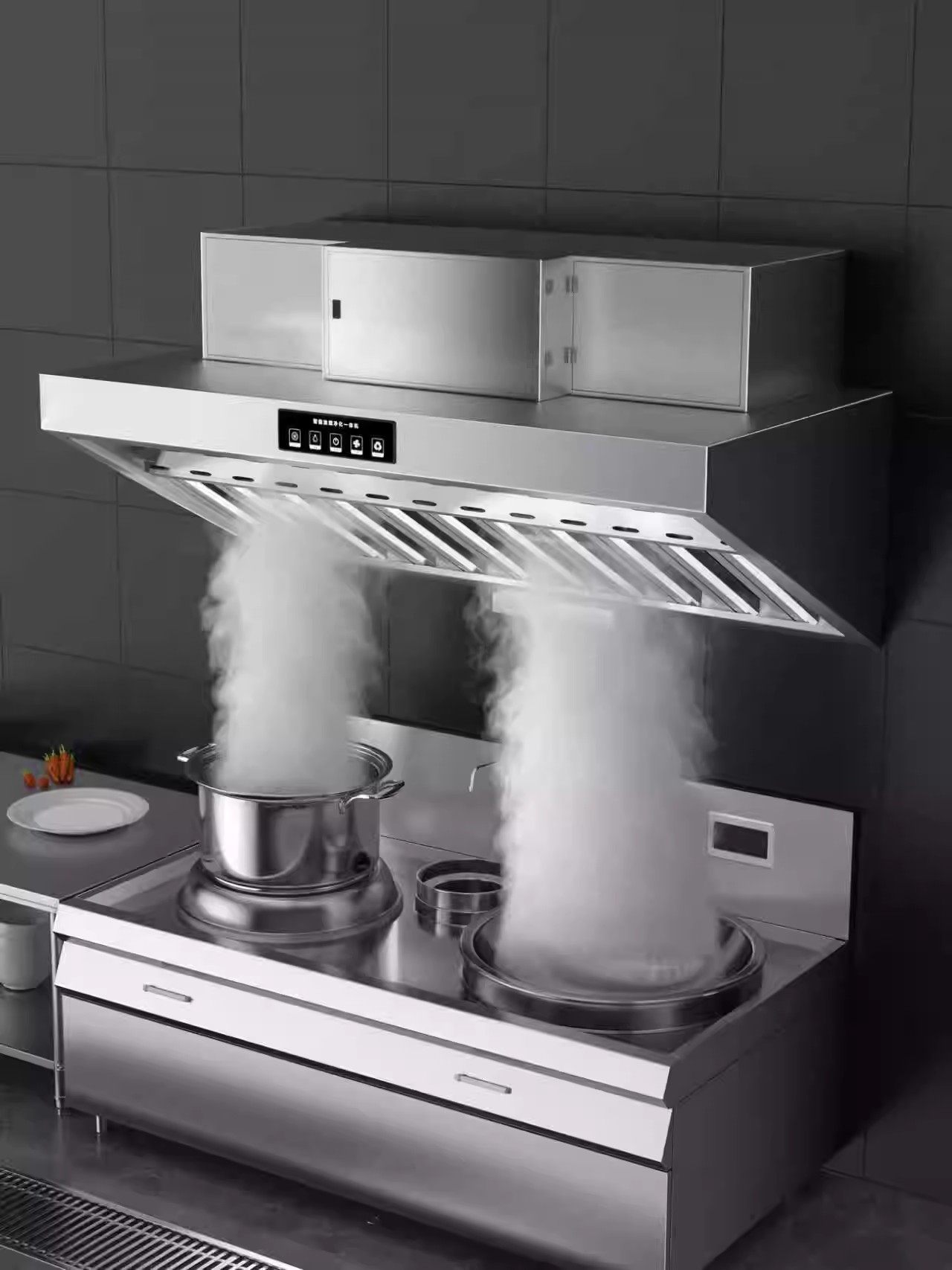 Oil Fume Purification All-In-One Machine Commercial Kitchen High Suction Low-Altitude Emission Purifier Range Hood