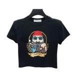 Хлопковая короткая приталенная футболка, высокая талия, популярно в интернете