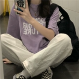 Tide, хлопковая футболка с коротким рукавом для школьников, в американском стиле, в корейском стиле, оверсайз