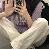 Tide, хлопковая футболка с коротким рукавом для школьников, в американском стиле, в корейском стиле, оверсайз