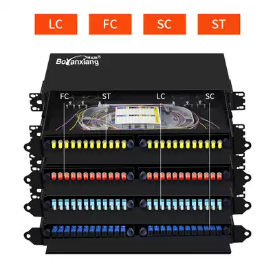 Bo Yanxiang thickened 24-port SC ST FC LC rack-mounted guide fiber optic 24-port terminal box optical cable junction box fusion box full with SC Port flange-containing tail fiber fusion box