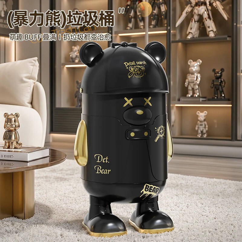 Violent Bear Trash Can Living Room Storage Bin Home Use New Creative Trendy Toy Storage Box Kitchen Bedroom Large Size