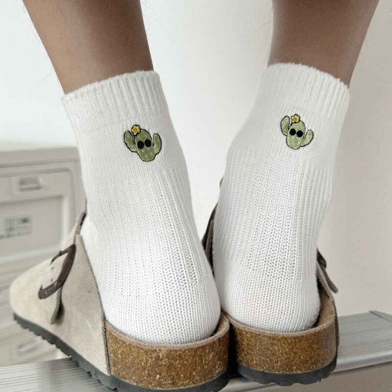 Deerhorns Cactus Knit Slouch Socks Cityboy Summer Thin Breathable Versatile Mid-Calf Socks for Men