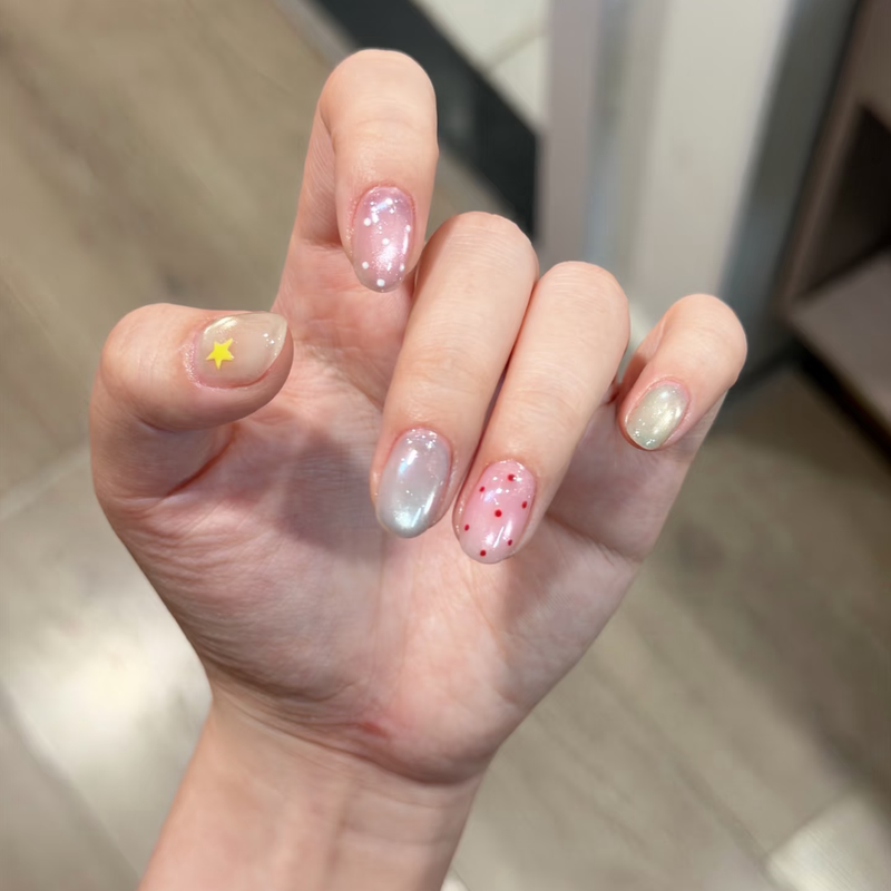 2026 New Handmade Dopamine ins Style Wearable Nails Colorful Cat Eye Simple Star Polka Dot Student Short Style 2026 New Handmade Dopamine ins Style Wearable Nails Colorful Cat Eye Simple Star Polka Dot Student Short Style