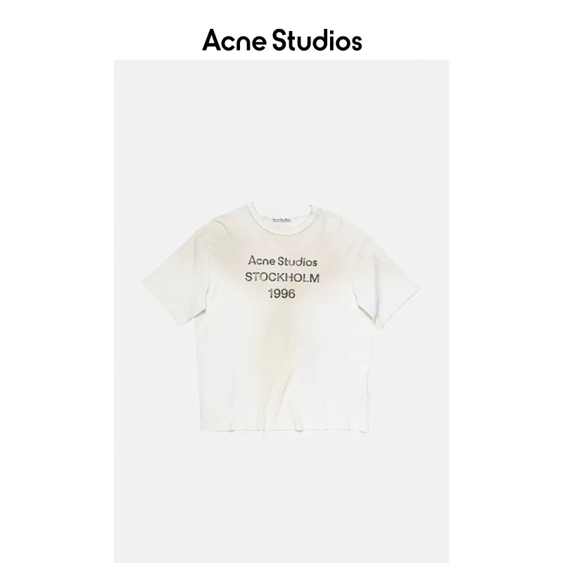 [Классический] Мужская и женская однотипная футболка с круглым вырезом Acne Studios 1996 в distressed-стиле, свободная, однотонная, с коротким рукавом