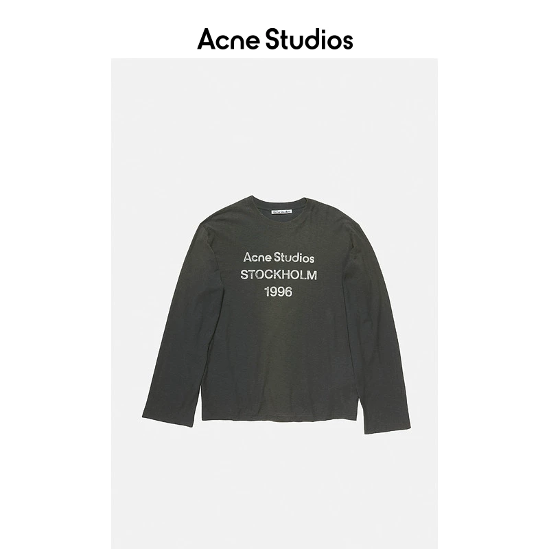 [Классика] Acne Studios Унисекс футболка с длинным рукавом, принт 1996, повседневная свободная, потрепанная