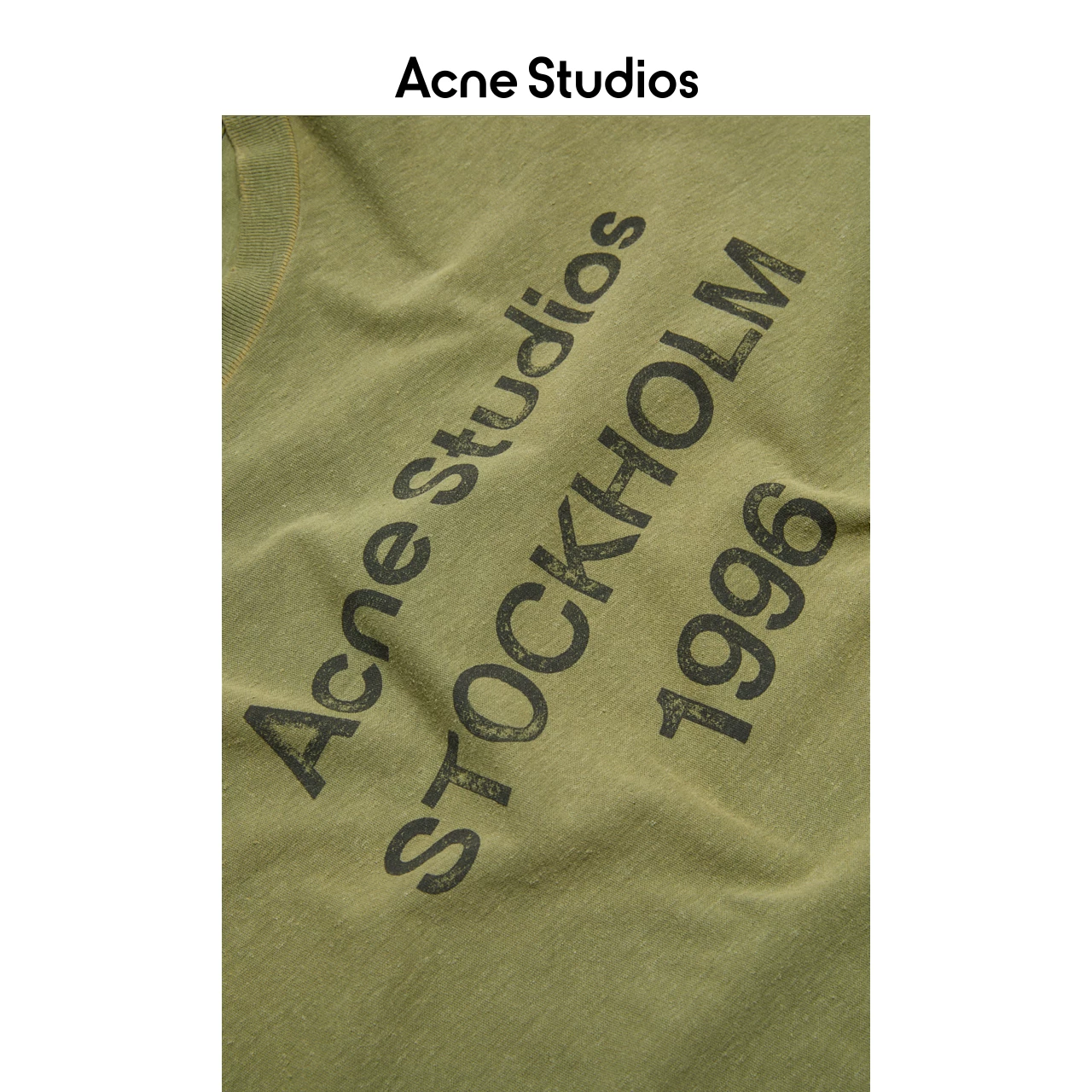 [Классический] Мужская и женская однотипная футболка с круглым вырезом Acne Studios 1996 в distressed-стиле, свободная, однотонная, с коротким рукавом