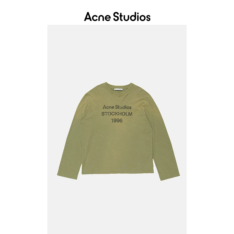 [Классика] Acne Studios Унисекс футболка с длинным рукавом, принт 1996, повседневная свободная, потрепанная