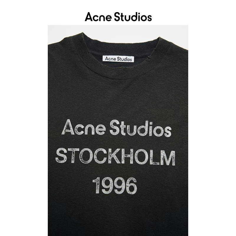[Классика] Acne Studios Унисекс футболка с длинным рукавом, принт 1996, повседневная свободная, потрепанная