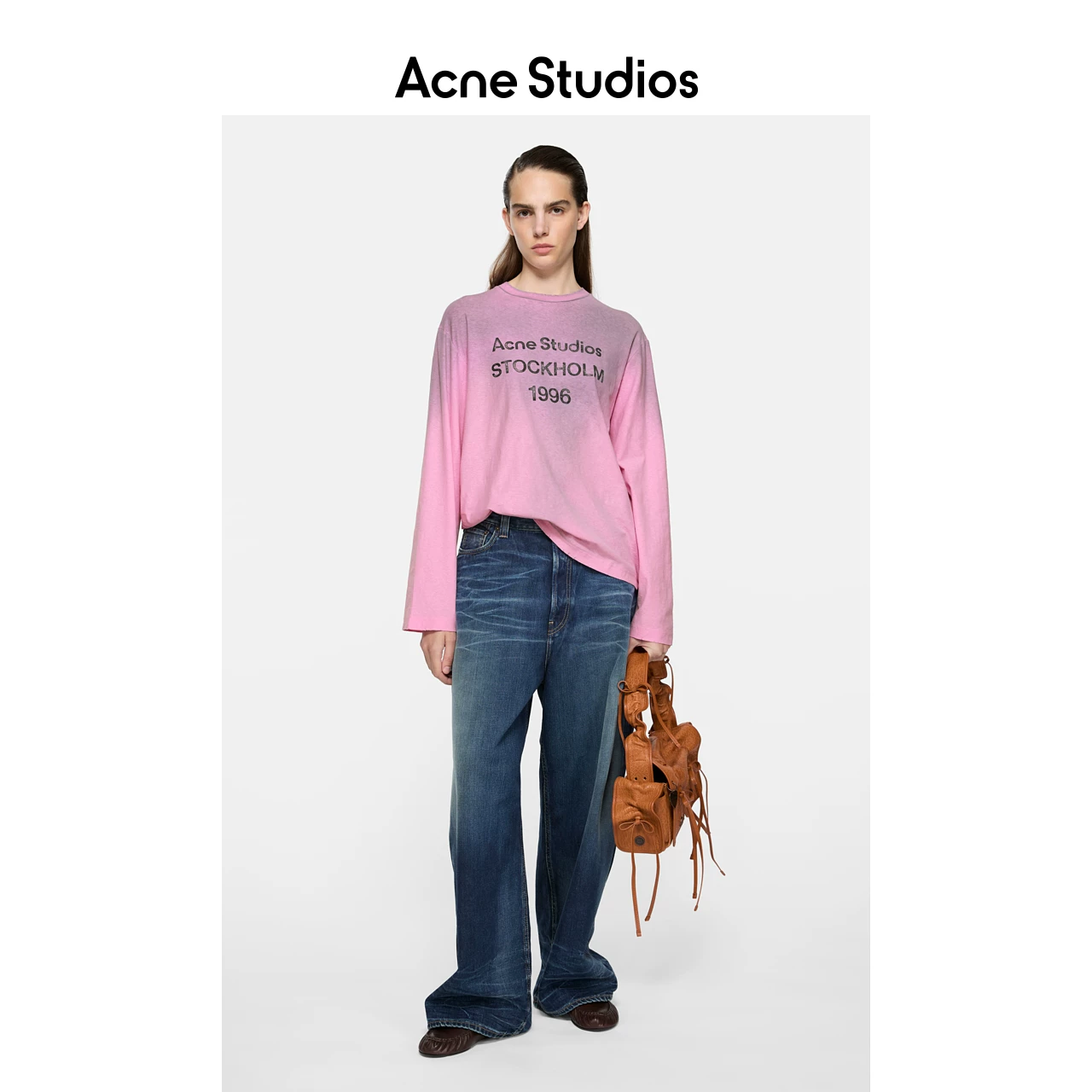 [Классика] Acne Studios Унисекс футболка с длинным рукавом, принт 1996, повседневная свободная, потрепанная