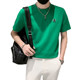 ins trendy brandy short-sleeved men's green T-shirt trendy men with half-sleeves trendy and handsome 2024 new summer half-sleeved ບາງໆ