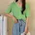 V-cổ ngắn tay phụ nữ dệt kim của mùa hè Hàn Quốc phiên bản loose-fitting mỏng băng lụa ins cardigan đầu 