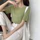 Mùa hè Hàn Quốc phiên bản ngắn tay dệt kim nữ loose-fitting bộ mỏng mỏng băng lụa ròng đỏ đầu chic