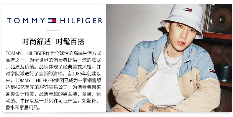 Tommy Hilfiger 男士连帽棉服 左胸左肩刺绣小logo 图1