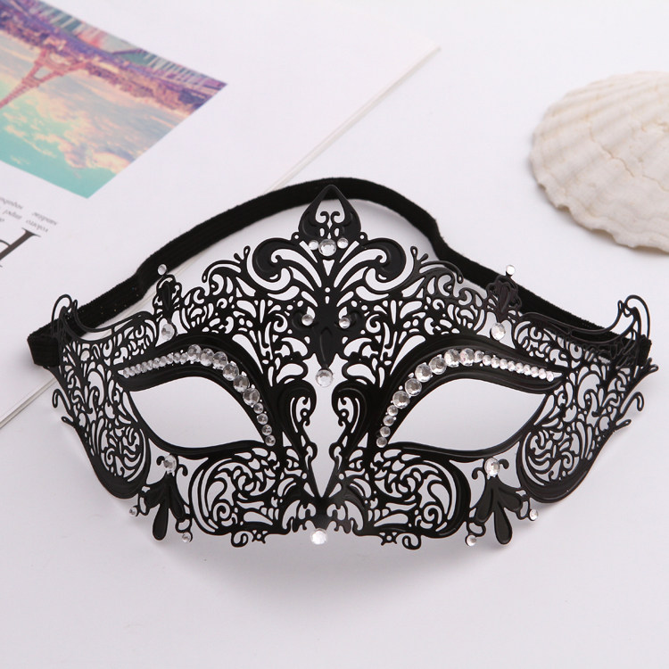 Ultra thin iron art mask upscale Venetian metal iron mask hollowed-out half face lady princess pointy mask