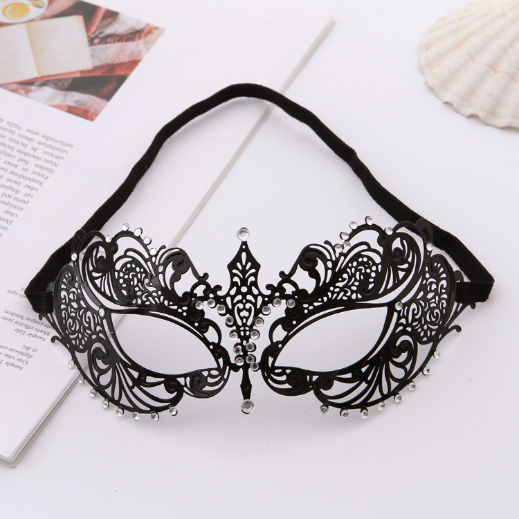 Foreign trade iron - art metal hollow diamond mask ball half - face eye cover half - face face and small head mask
