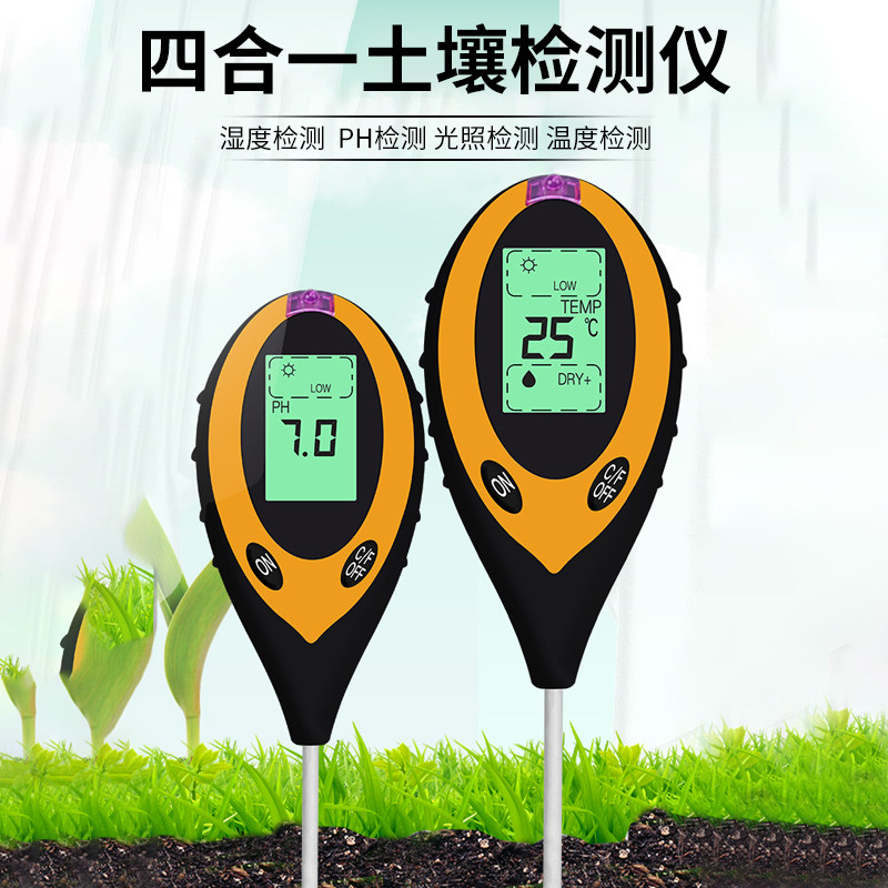 Soil Detector Humidity Acid and Alkali Ph Value Tester Thermometer Water Nutrient Plant Flower Pot Fertility