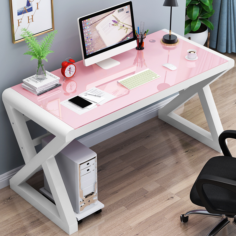 Computer Desktop Table, Simple, Modern, Economical Desk, Simple Tempered Glass Writing Desk, Home Bedroom Office Desk