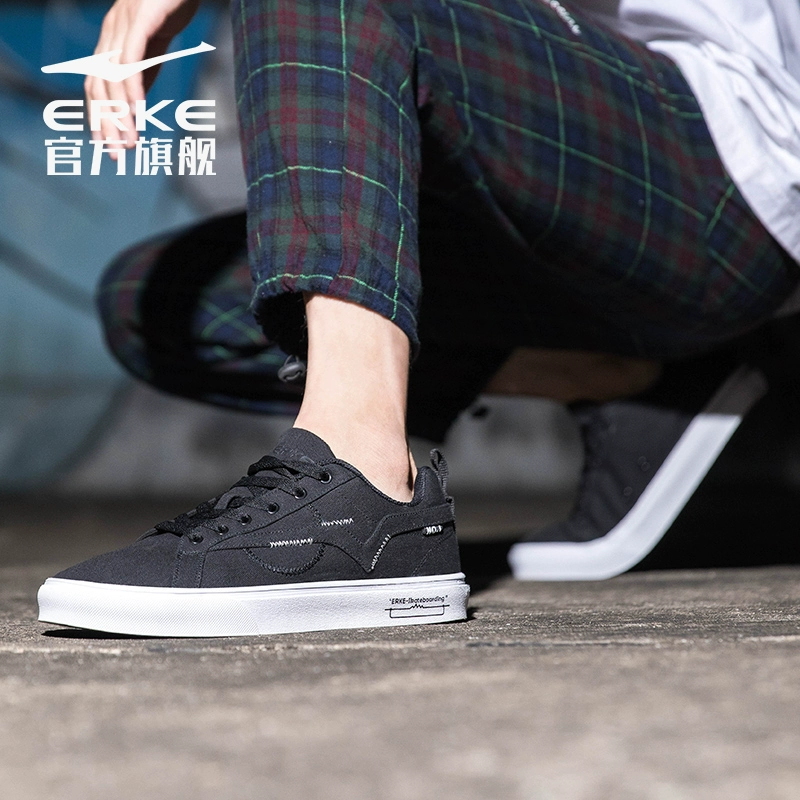 Giày nam Hongxing Erke mùa thu 2019 mới giày thông thường nhỏ màu trắng giày ván nam giày Hàn Quốc phiên bản giày thủy triều hoang dã giày nam - Plimsolls